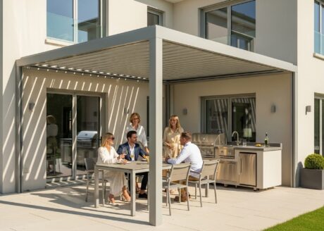 Schatteria Lamellendachdach mit Outdoorküche